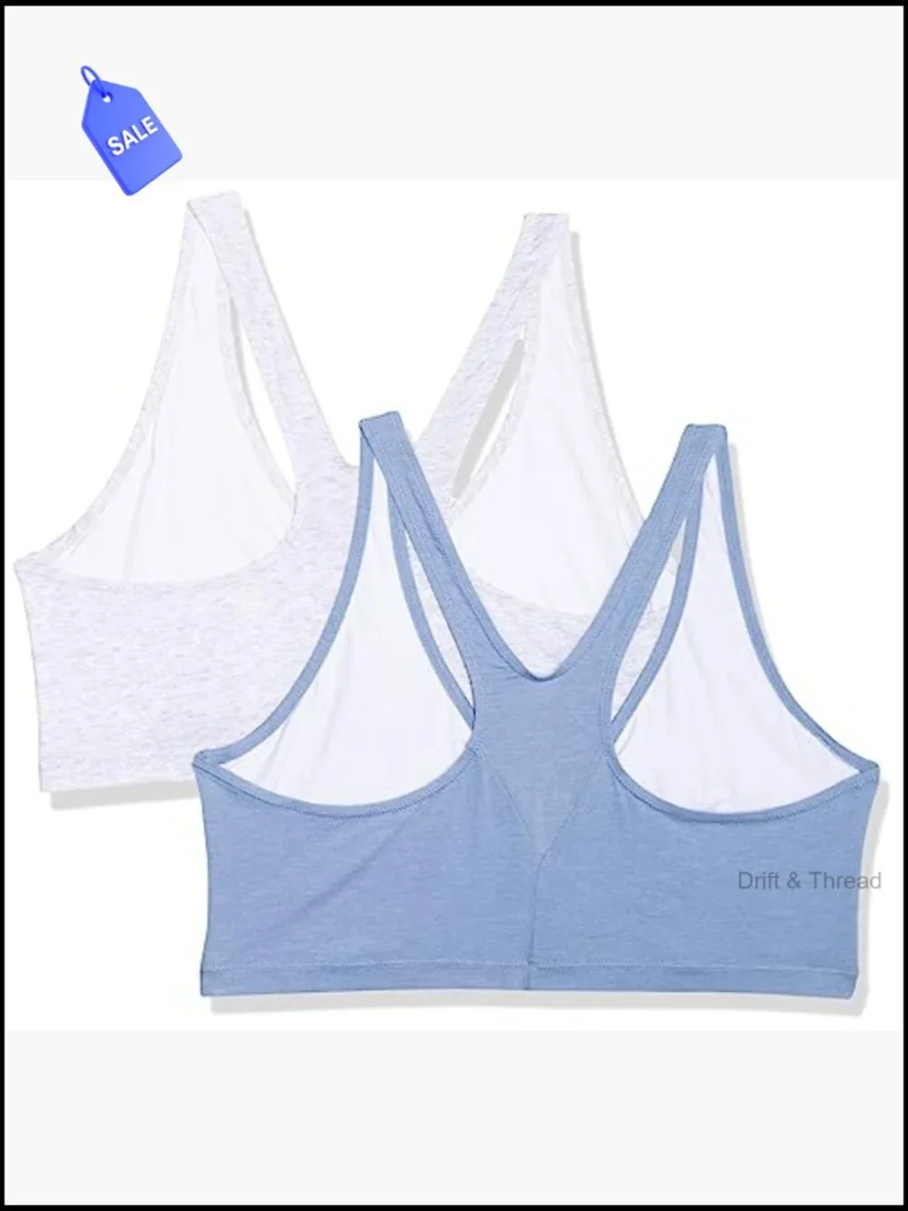 Wireless Pullover Bra Pack, Low-Impact Racerback, Cotton Blend, 2-Pack